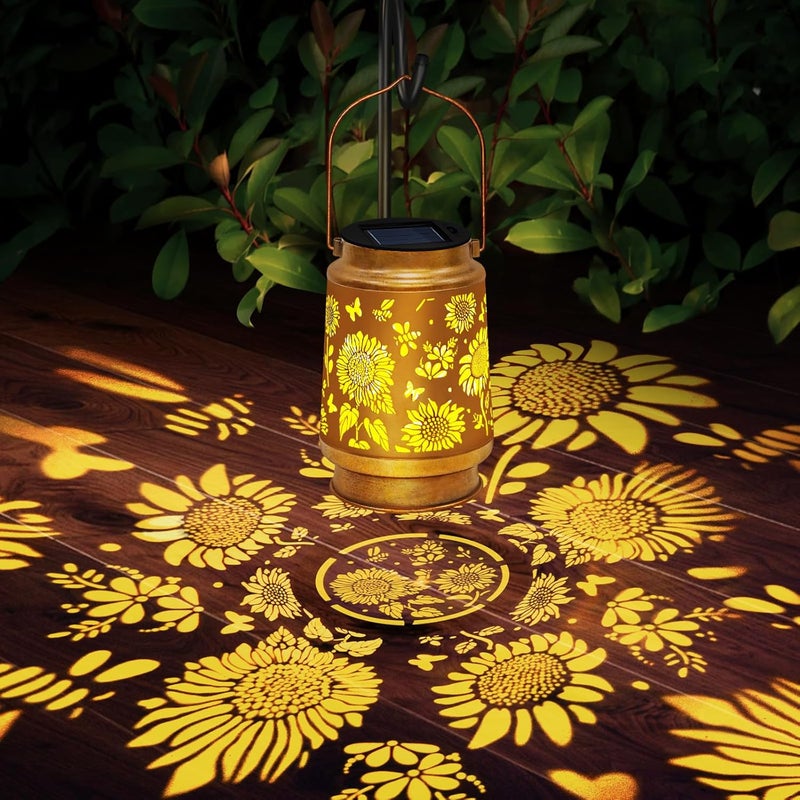 ostritec Christmas Gifts Solar Lanterns Outdoor Waterproof Hanging Solar Lights, Sunflower Garden Decor, Hanging Metal Garden Lights for Yard Patio Lawn Landscape, Birthday Gifts for Women Mom,Grandma - Image 3